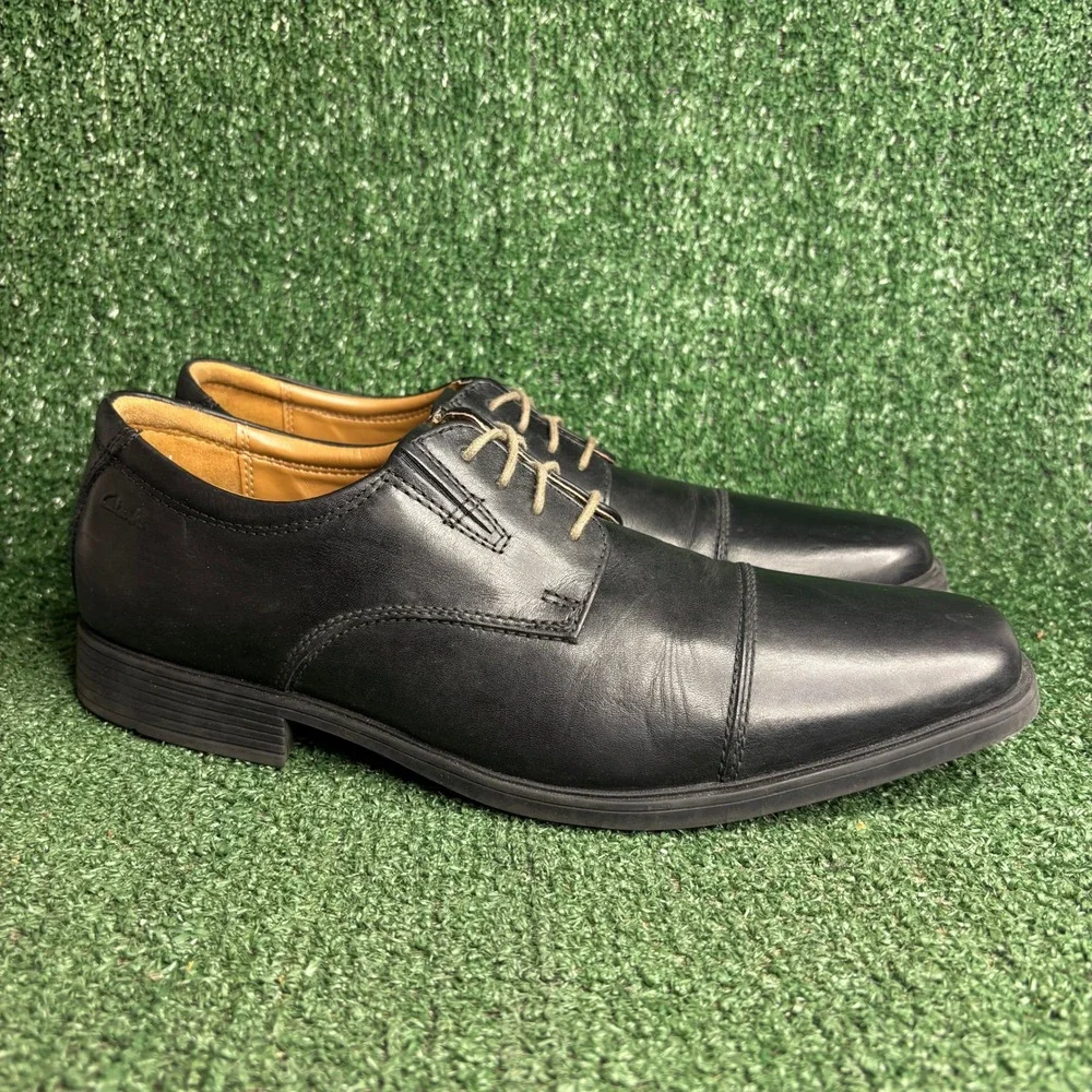 Clarks Tilden Cap Leather Ultimate Comfort Formal Oxford Dress Shoe Black Men 11
